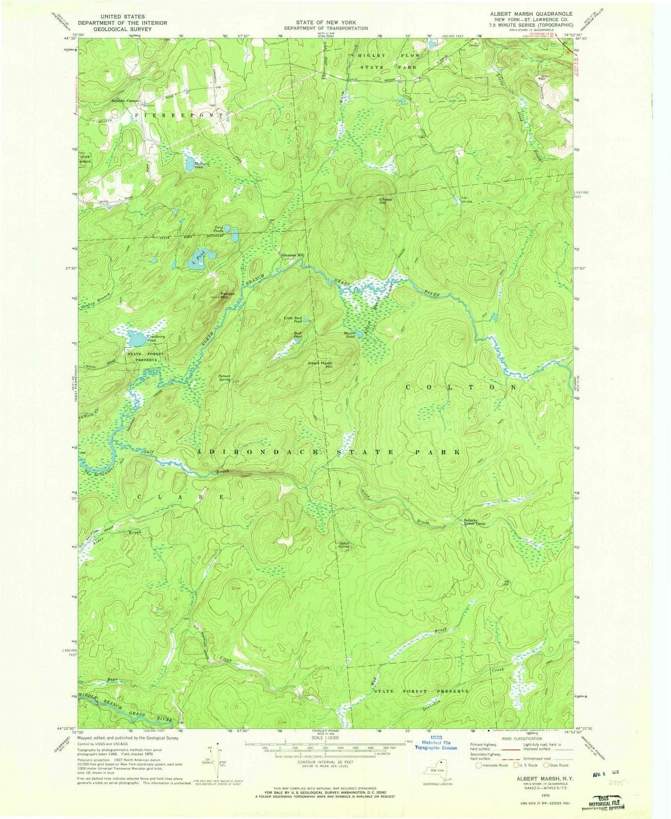 1970 Albert Marsh, NY - New York - USGS Topographic Map