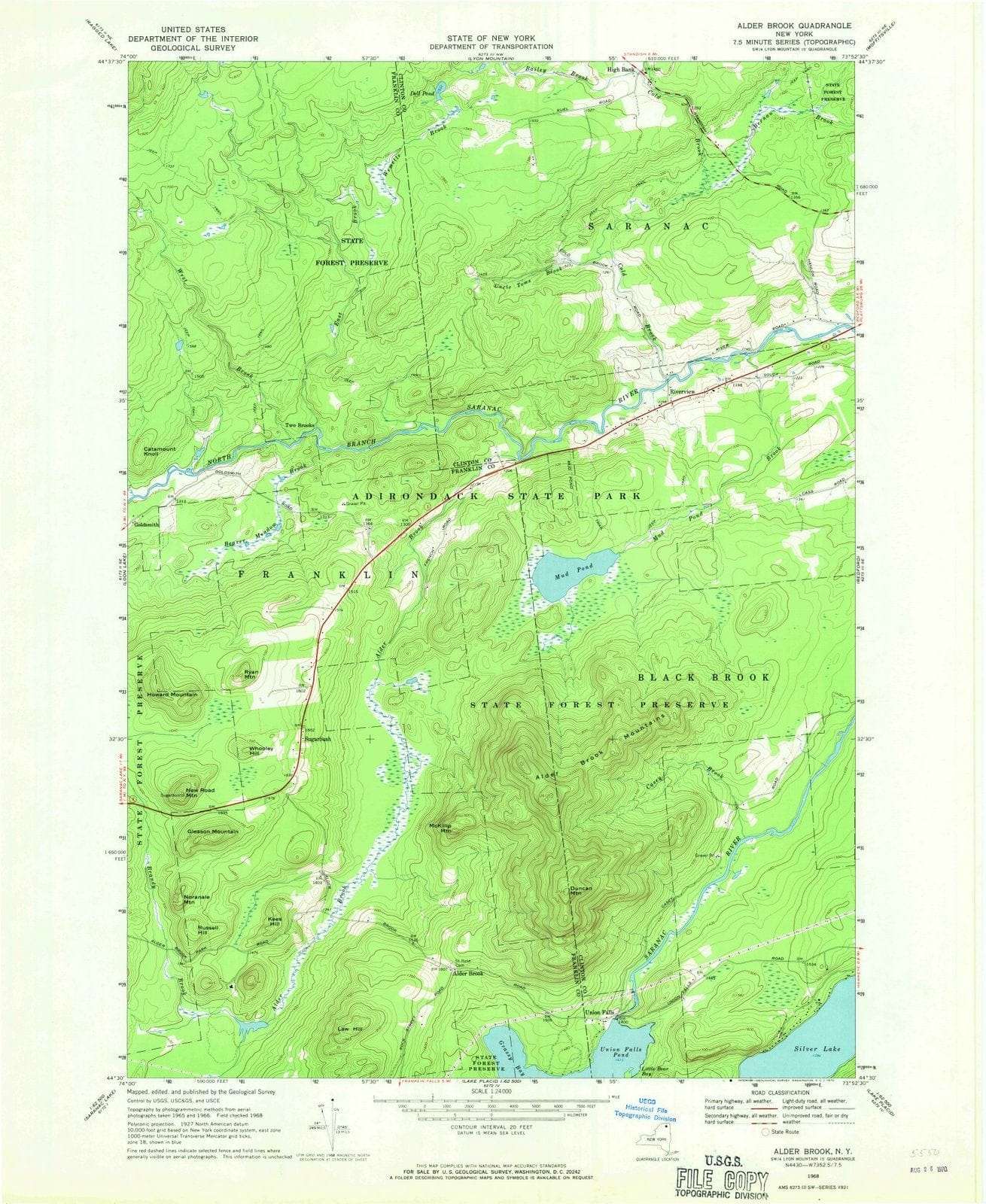 1968 Alder Brook, NY - New York - USGS Topographic Map