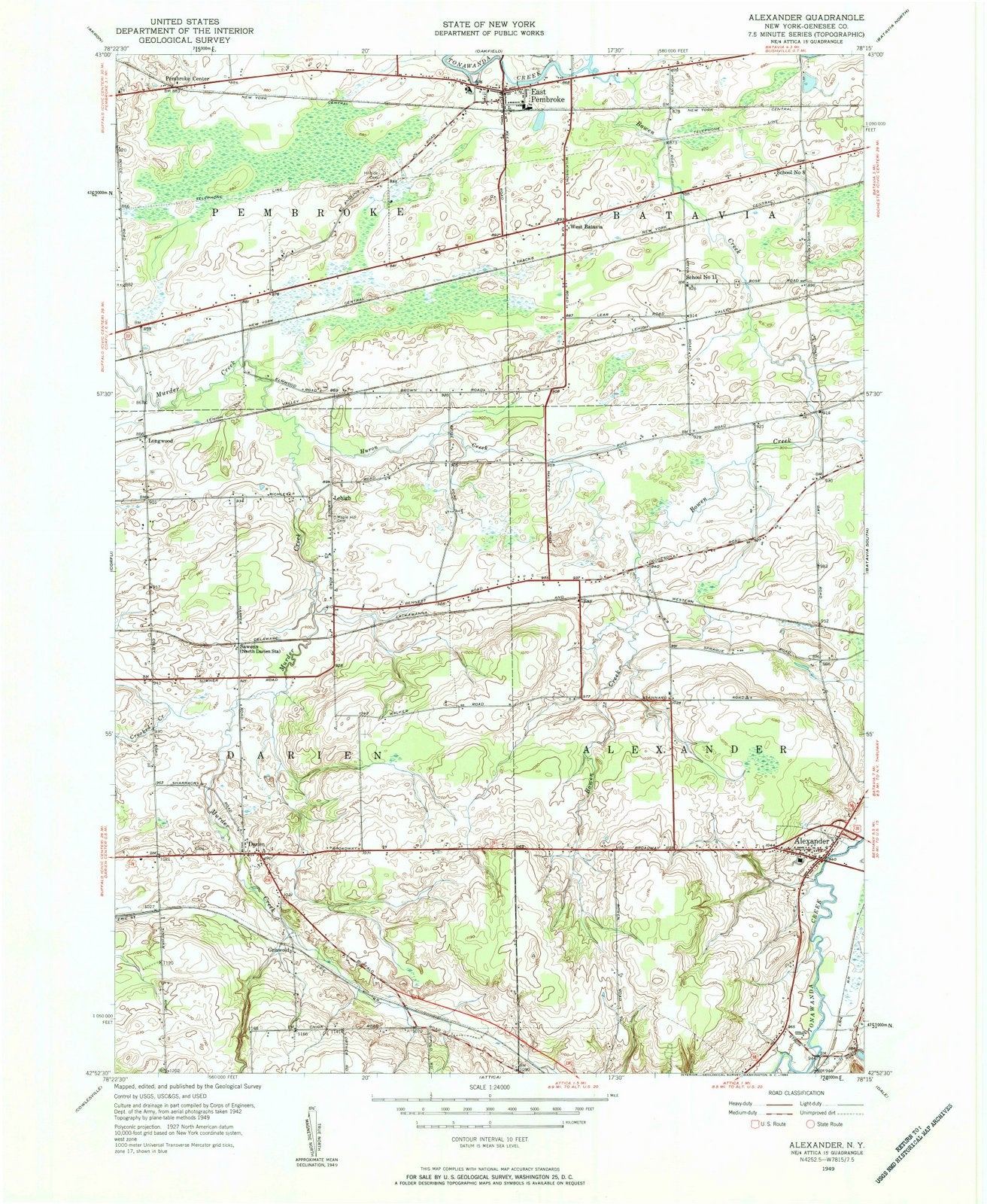 1949 Alexander, NY - New York - USGS Topographic Map