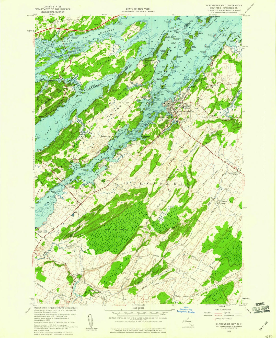 1958 Alexandria Bay, NY - New York - USGS Topographic Map