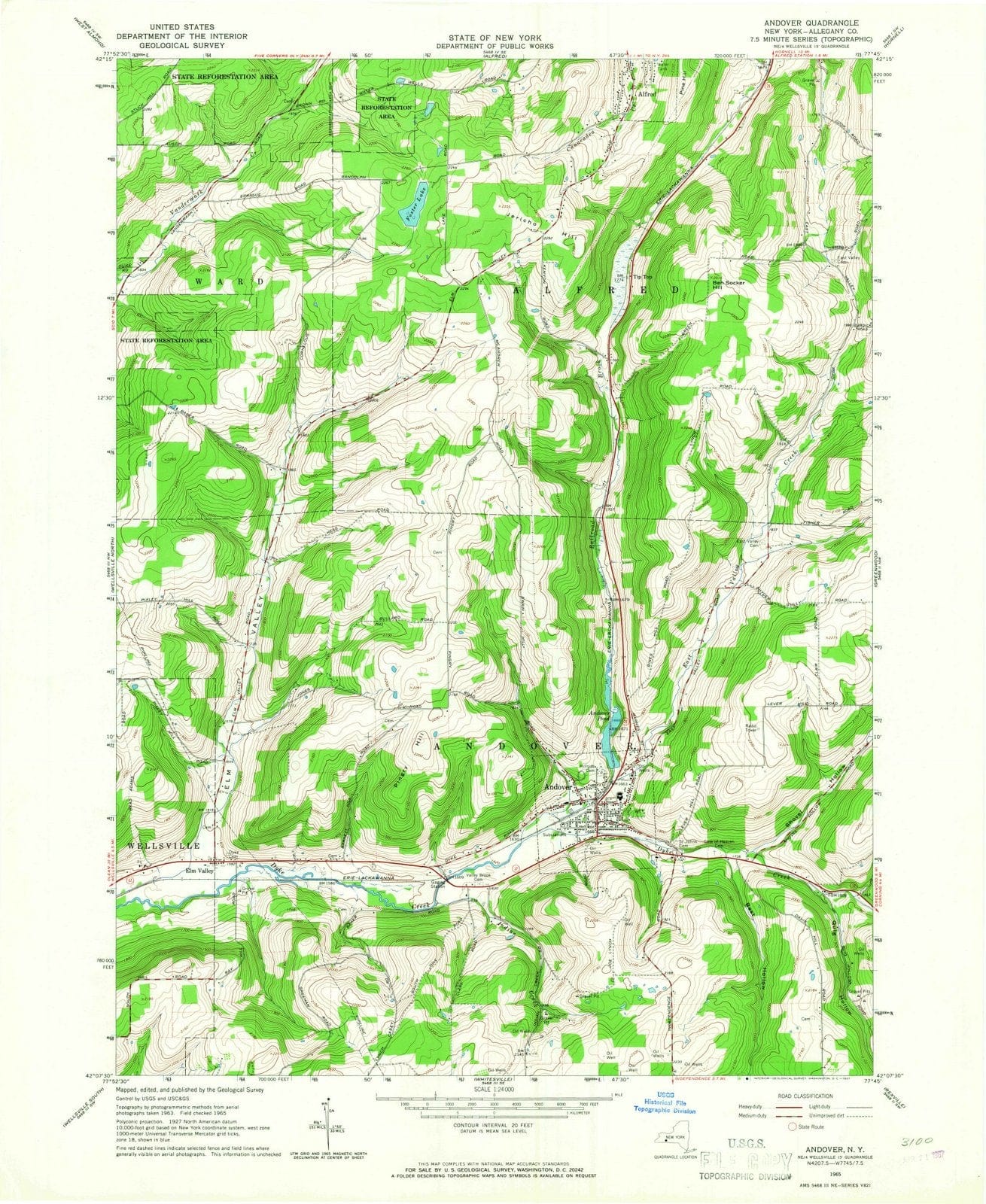1965 Andover, NY - New York - USGS Topographic Map