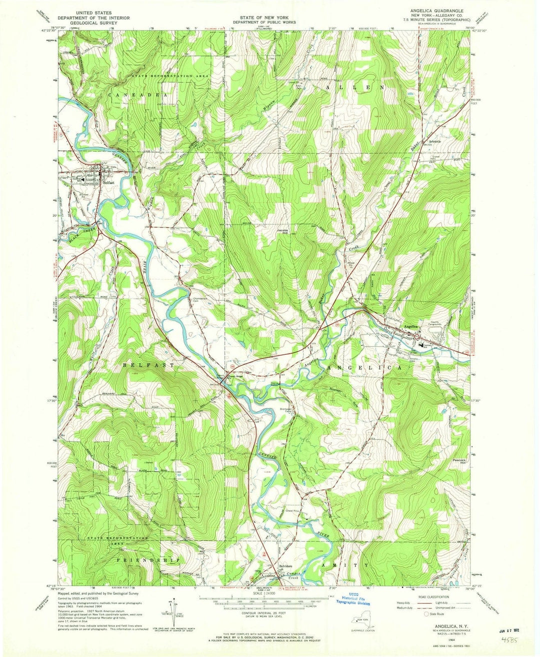1964 Angelica, NY - New York - USGS Topographic Map