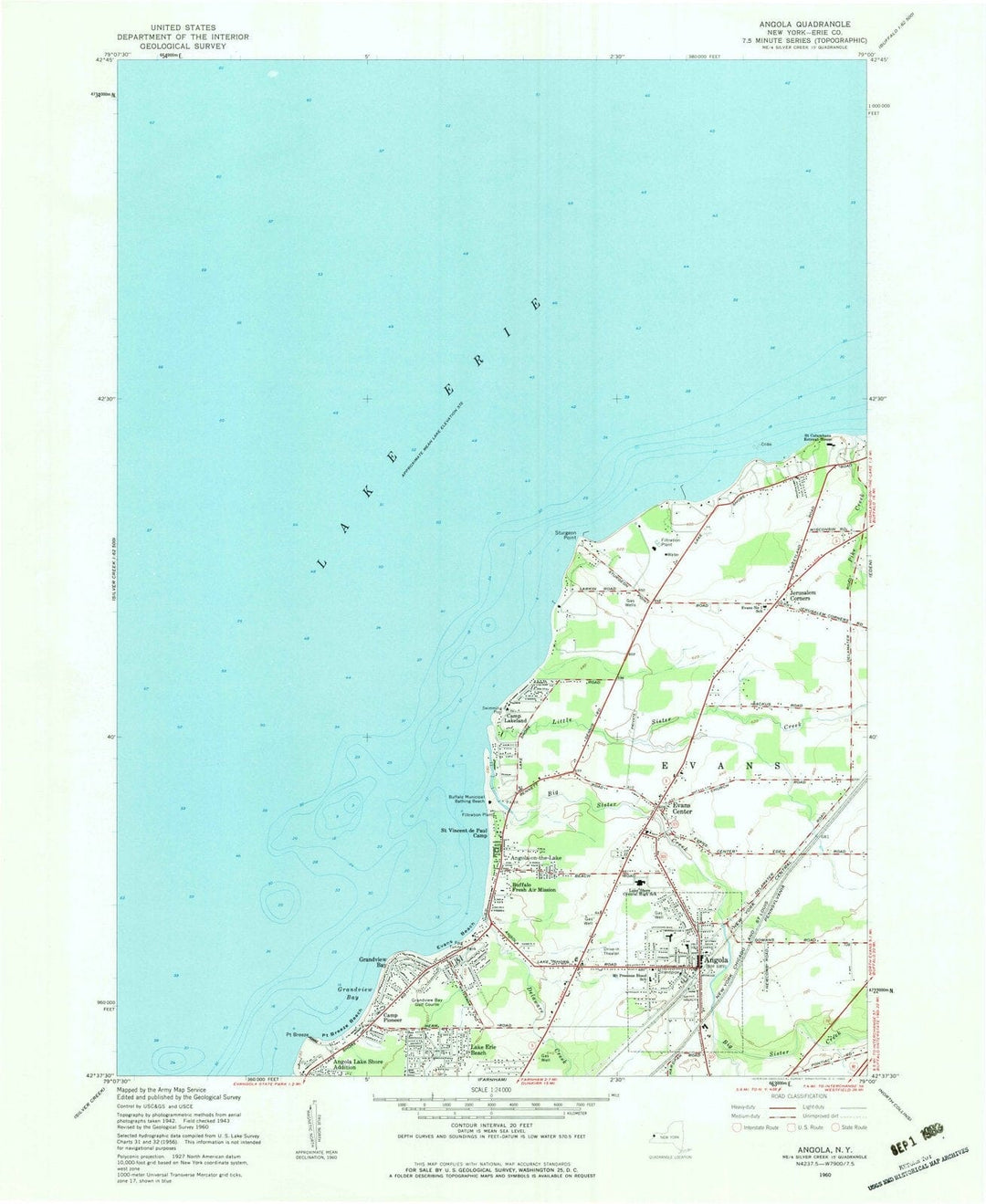 1960 Angola, NY - New York - USGS Topographic Map