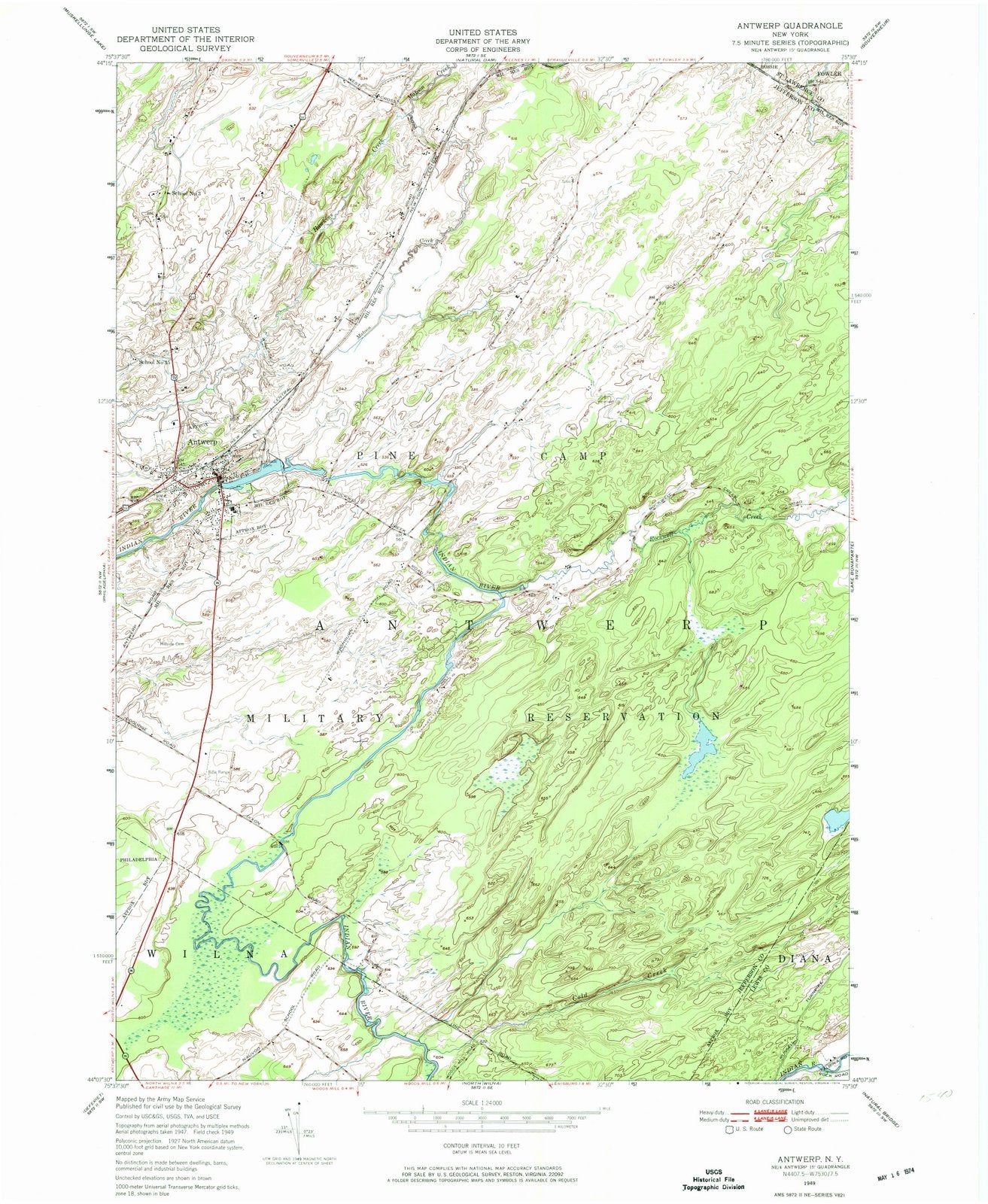 1949 Antwerp, NY - New York - USGS Topographic Map
