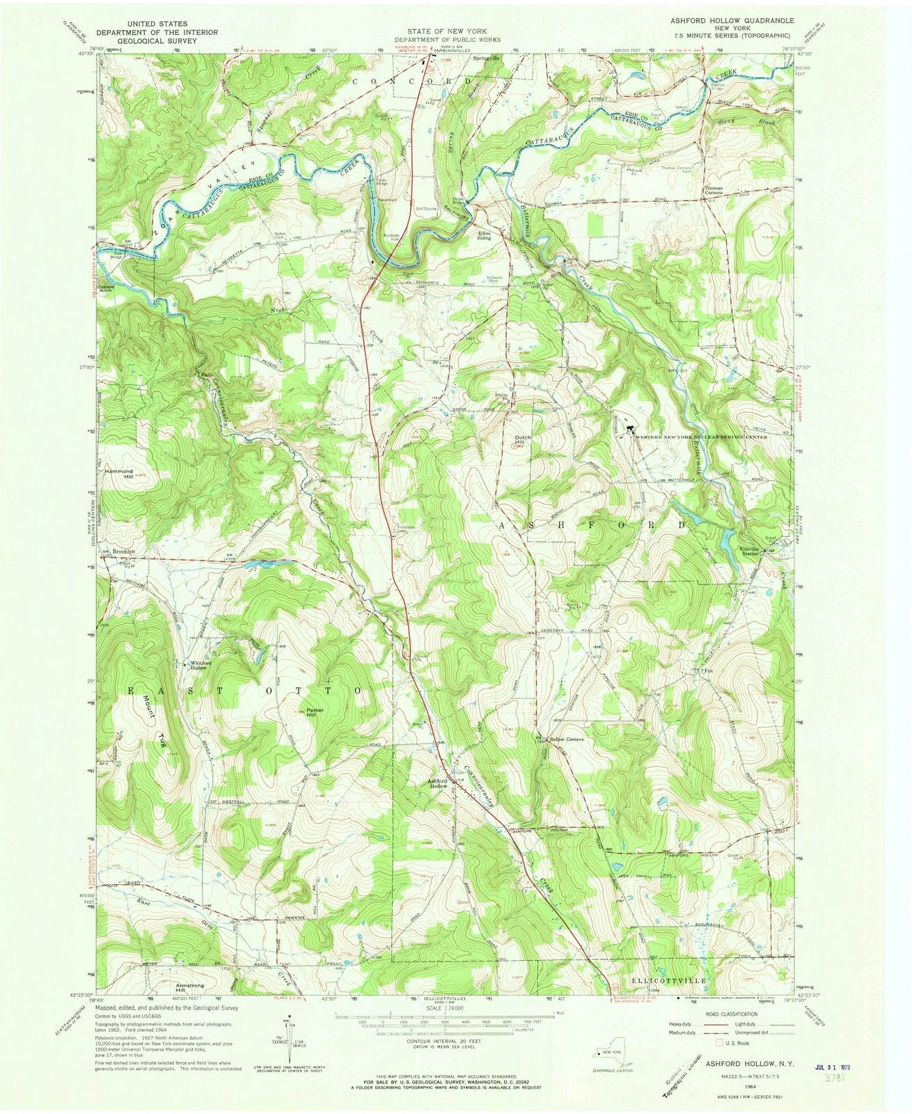 1964 Ashford Hollow, NY - New York - USGS Topographic Map