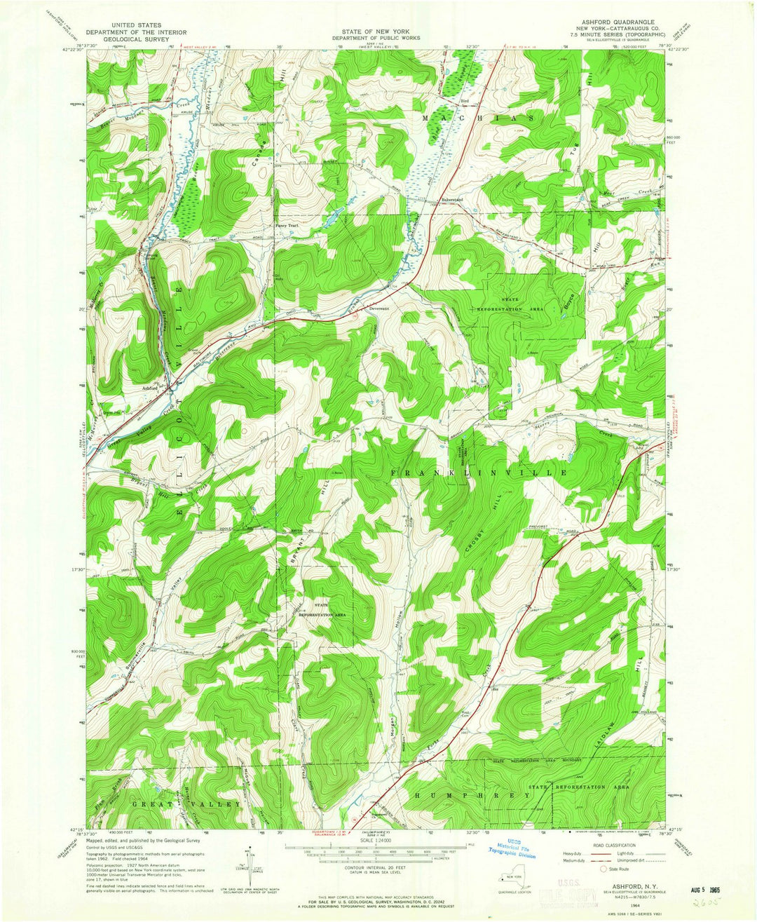 1964 Ashford, NY - New York - USGS Topographic Map