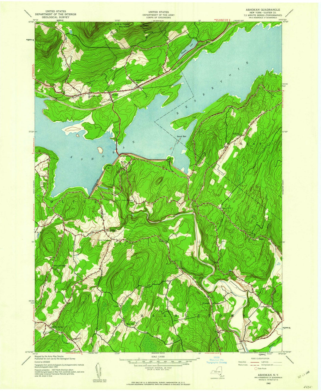 1942 Ashokan, NY - New York - USGS Topographic Map