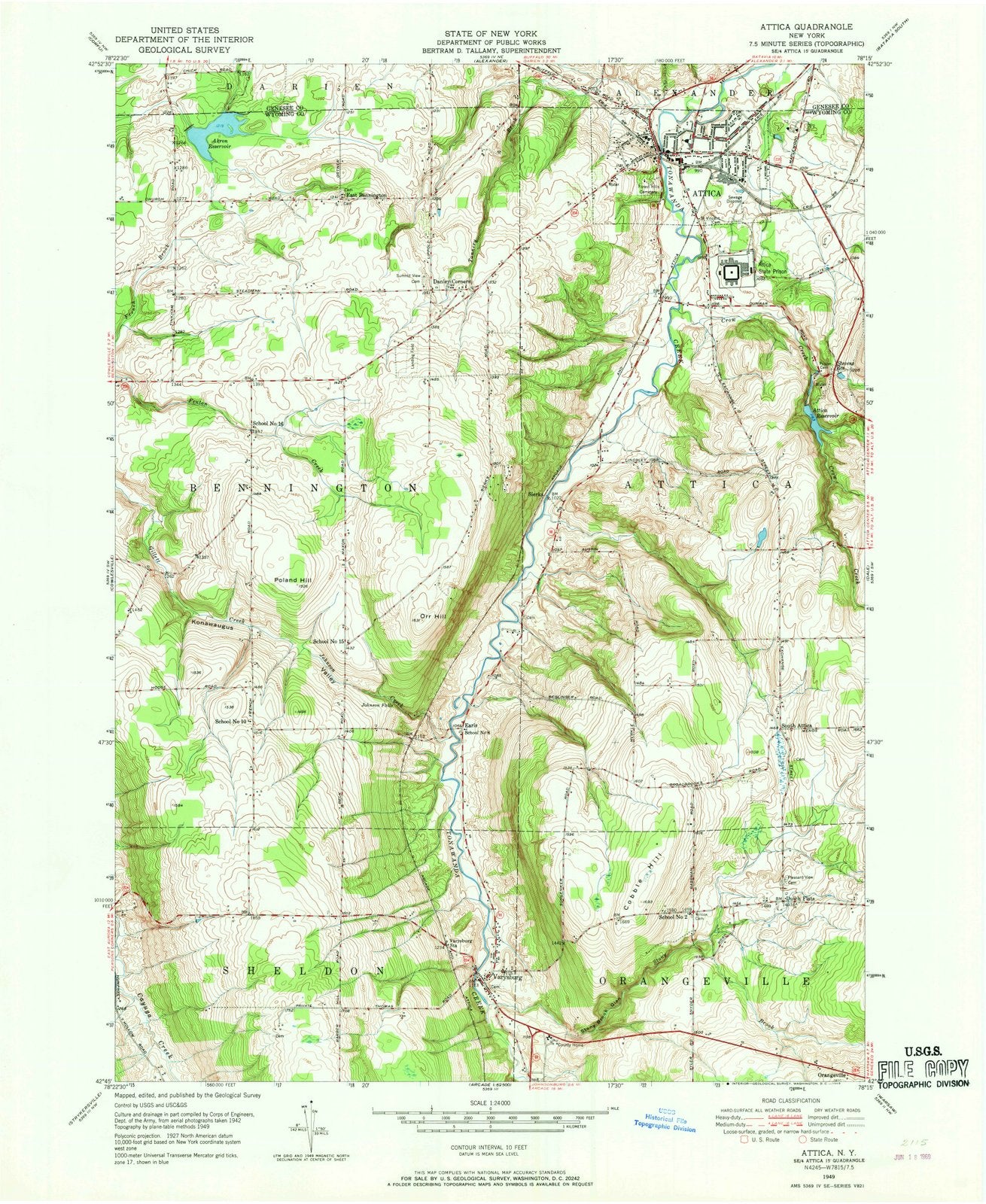 1949 Attica, NY - New York - USGS Topographic Map