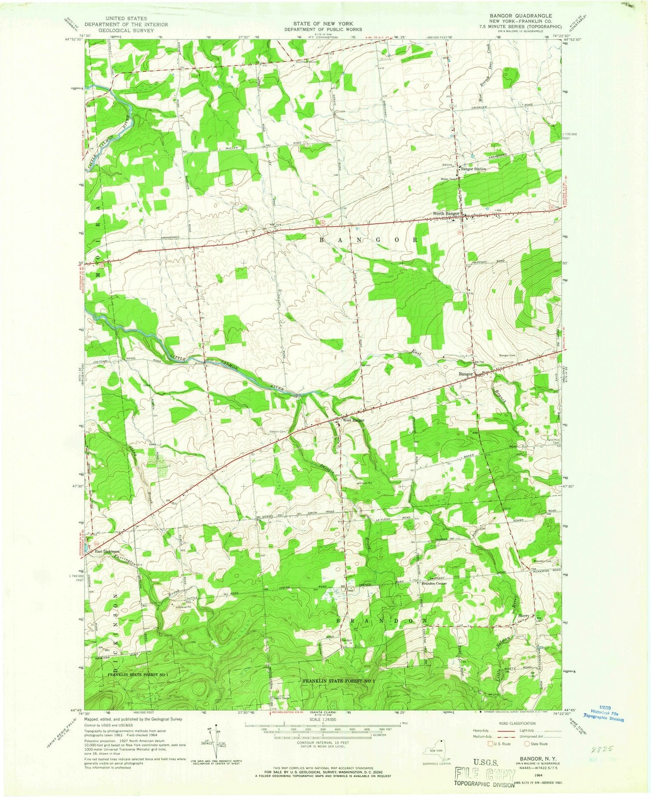 1964 Bangor, NY - New York - USGS Topographic Map