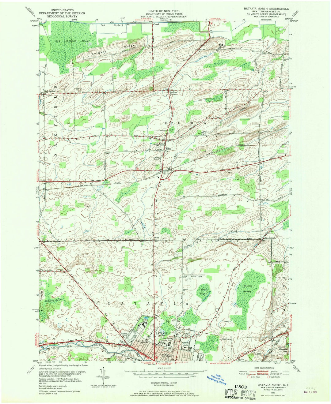 1950 Batavia, NY - New York - USGS Topographic Map
