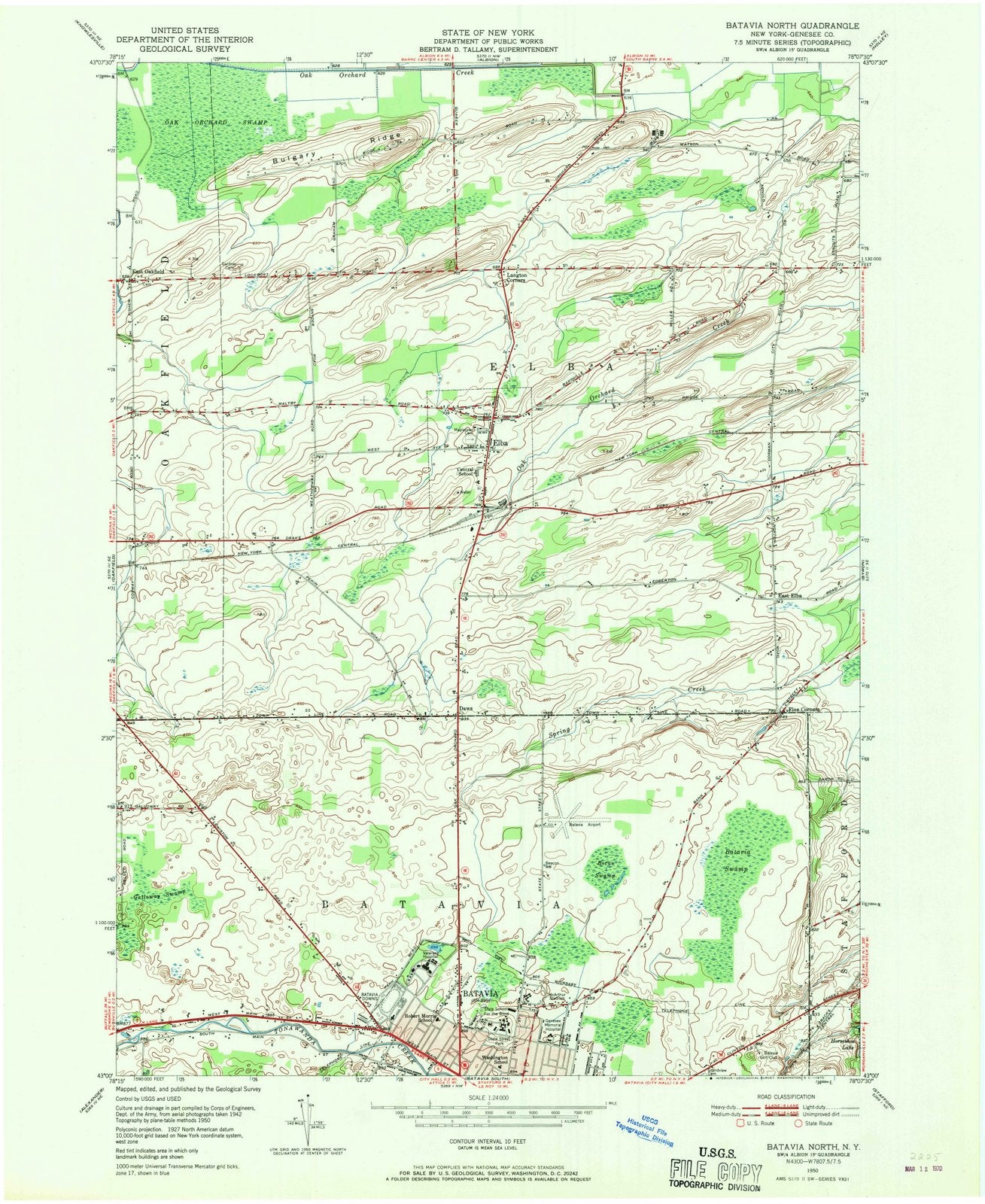 1950 Batavia, NY - New York - USGS Topographic Map