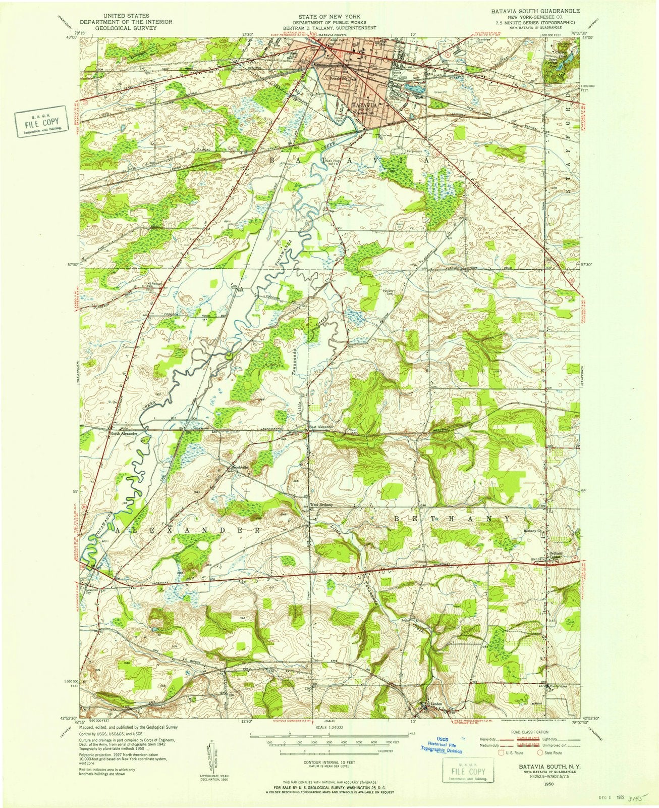 1950 Batavia, NY - New York - USGS Topographic Map v2