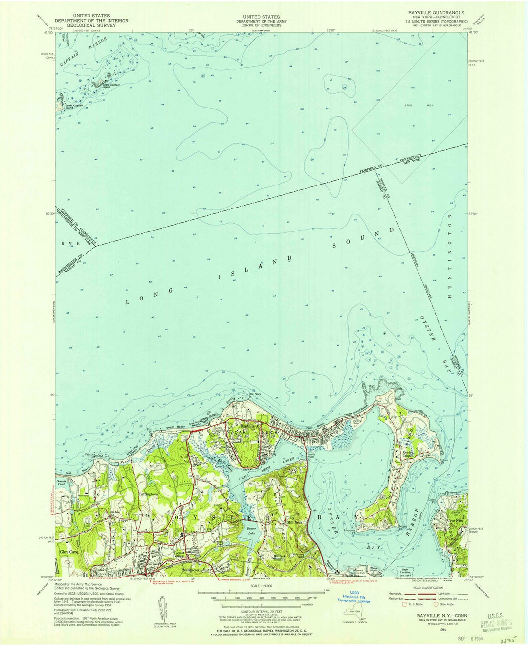 1954 Bayville, NY - New York - USGS Topographic Map