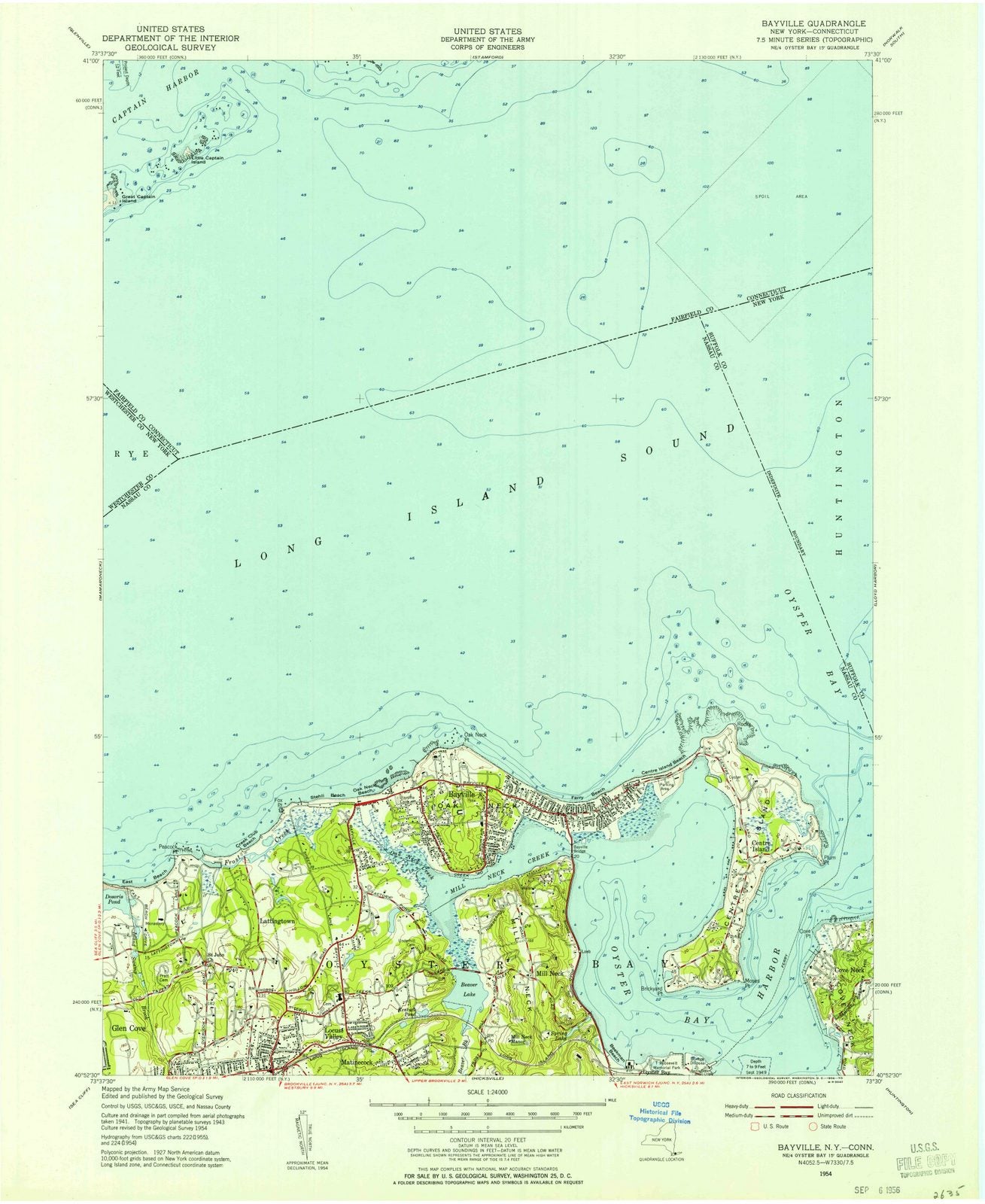 1954 Bayville, NY - New York - USGS Topographic Map