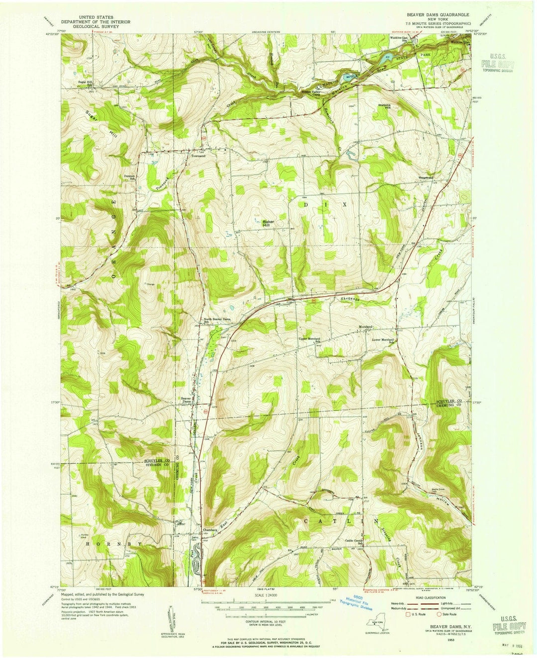 1953 Beaverams, NY - New York - USGS Topographic Map