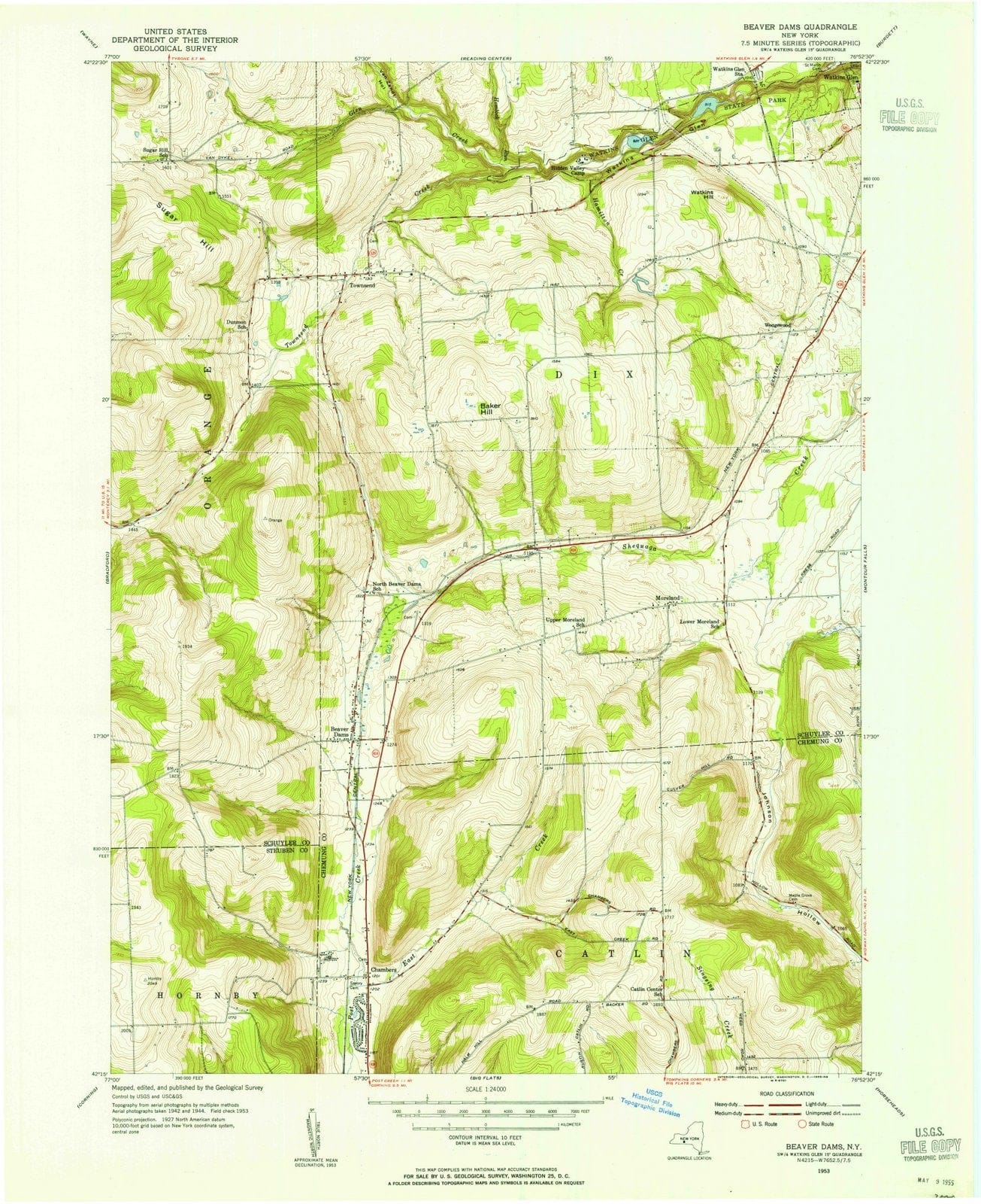 1953 Beaverams, NY - New York - USGS Topographic Map