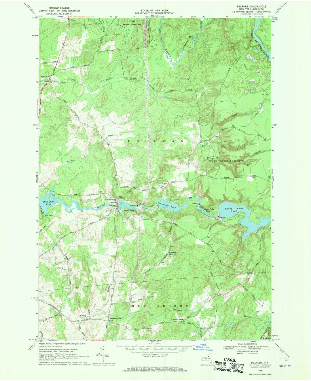 1966 Belfort, NY - New York - USGS Topographic Map