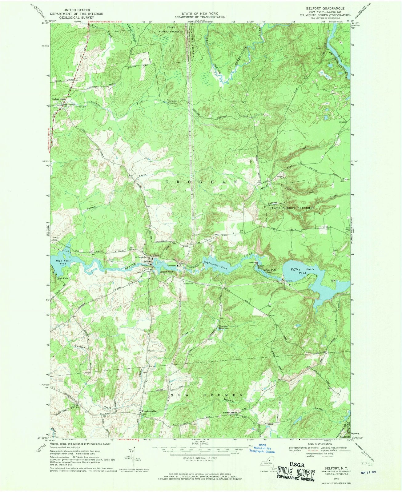 1966 Belfort, NY - New York - USGS Topographic Map