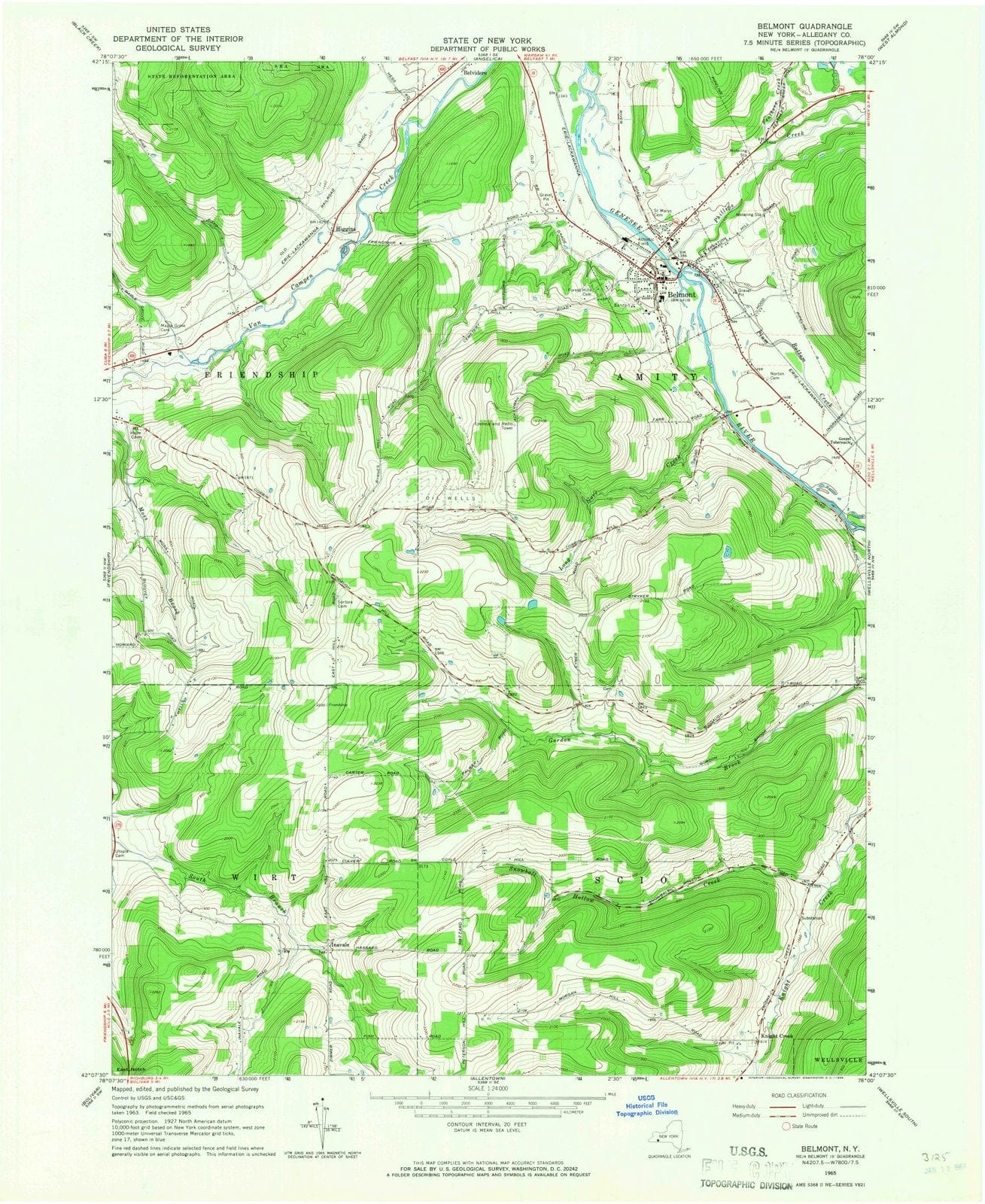 1965 Belmont, NY - New York - USGS Topographic Map