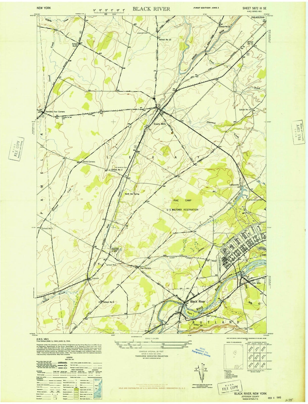 1948 Black River, NY - New York - USGS Topographic Map