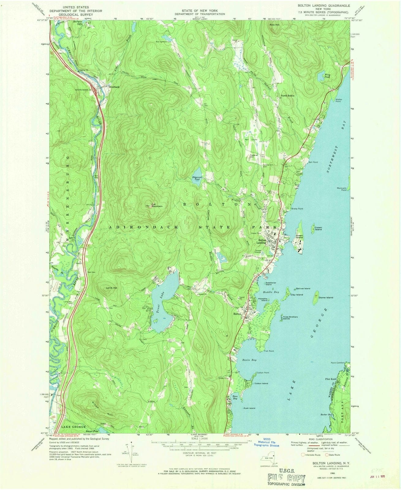 1966 Bolton Landing, NY - New York - USGS Topographic Map