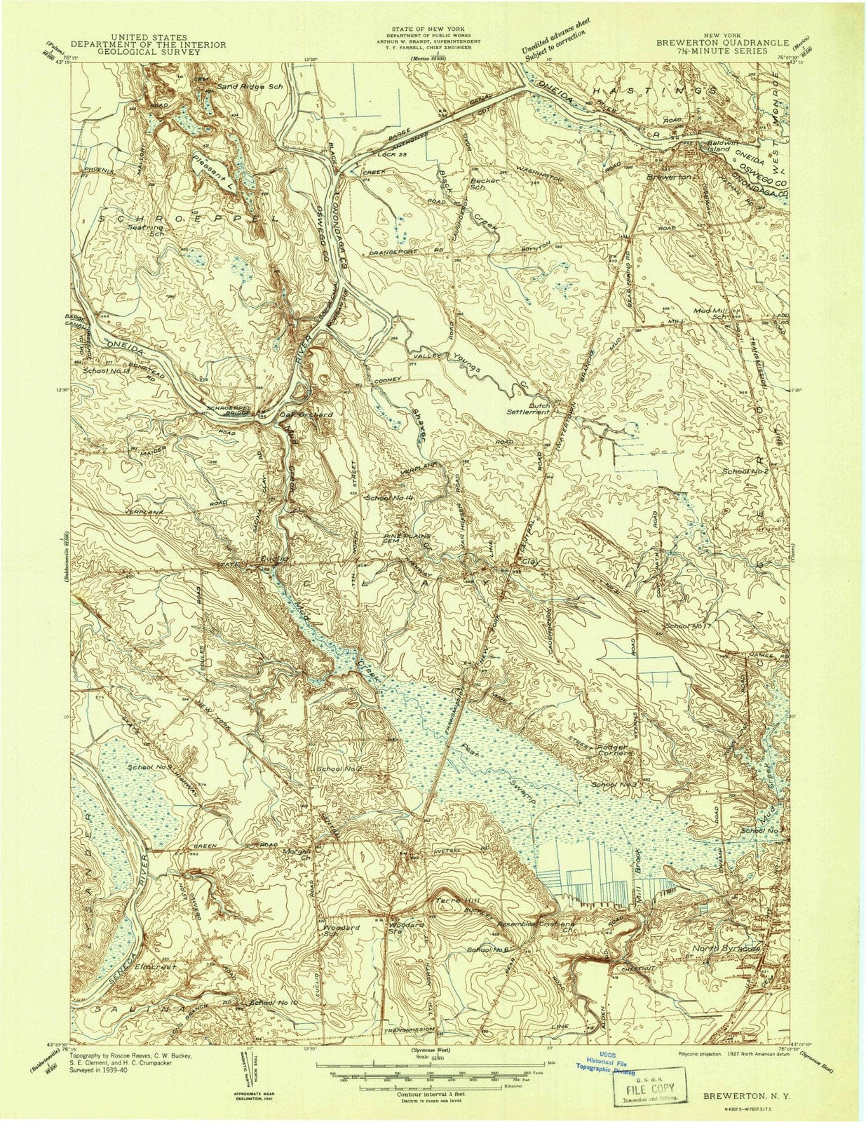 1940 Brewerton, NY - New York - USGS Topographic Map