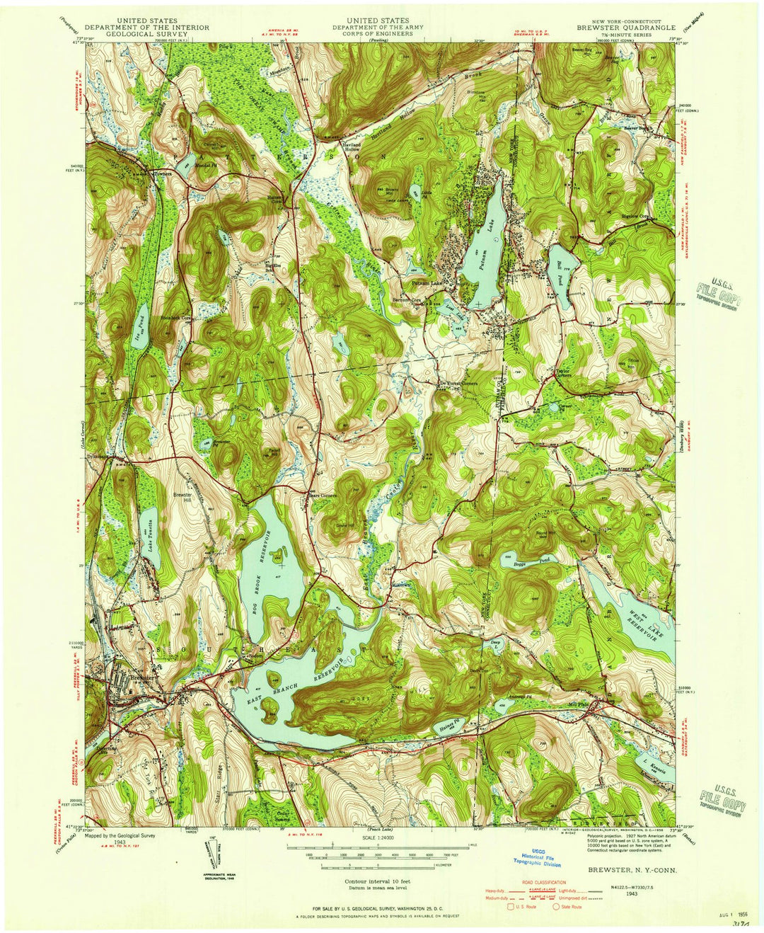 1943 Brewster, NY - New York - USGS Topographic Map