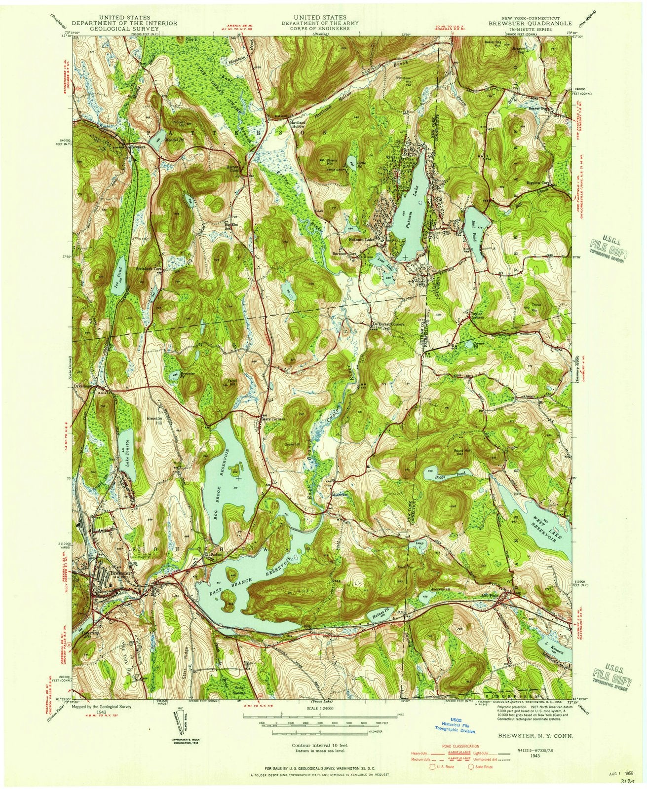 1943 Brewster, NY - New York - USGS Topographic Map