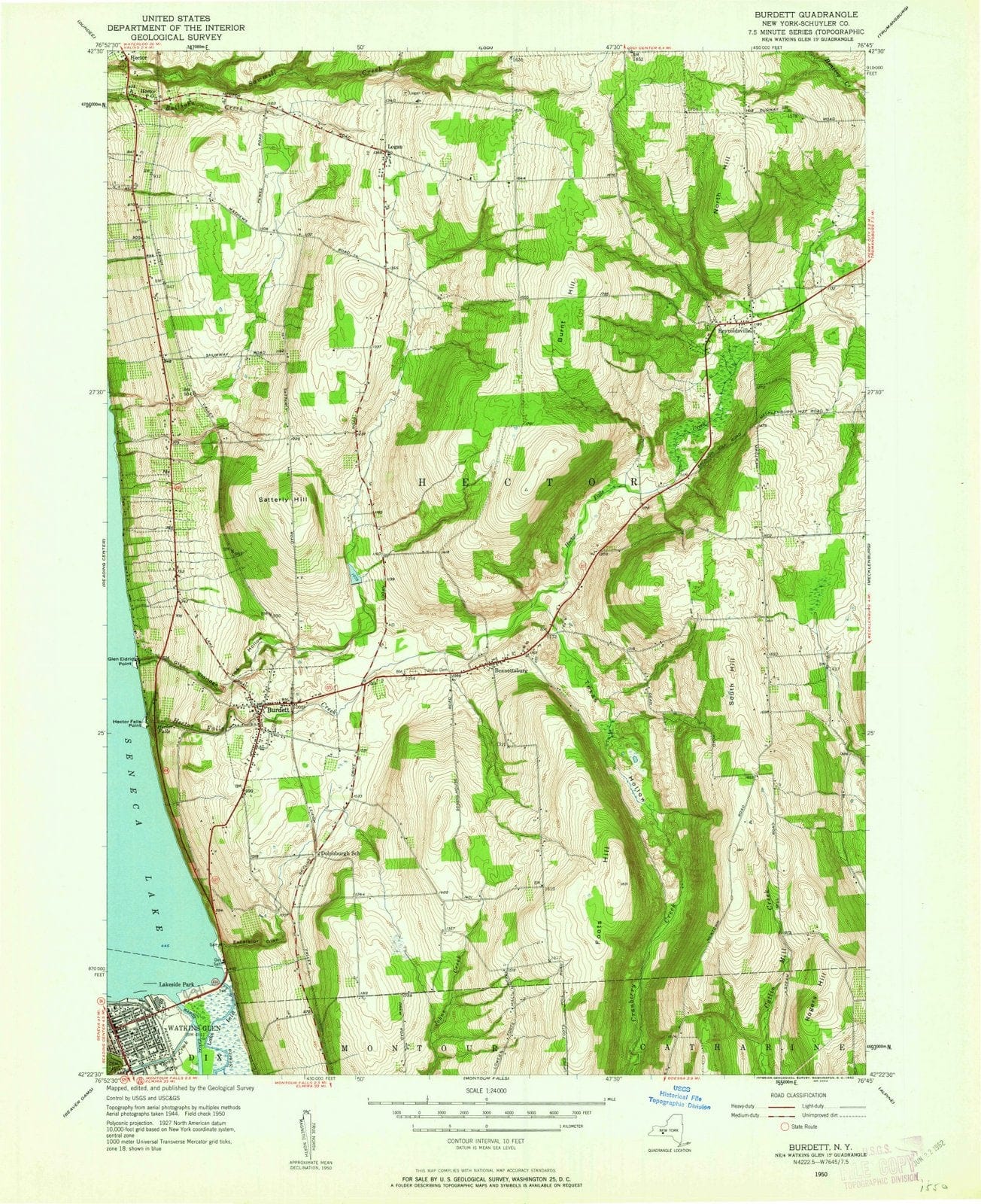 1950 Burdett, NY - New York - USGS Topographic Map