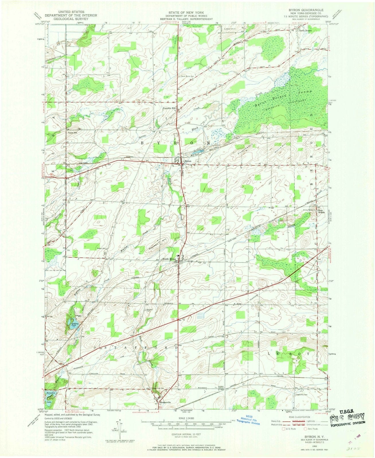 1950 Byron, NY - New York - USGS Topographic Map