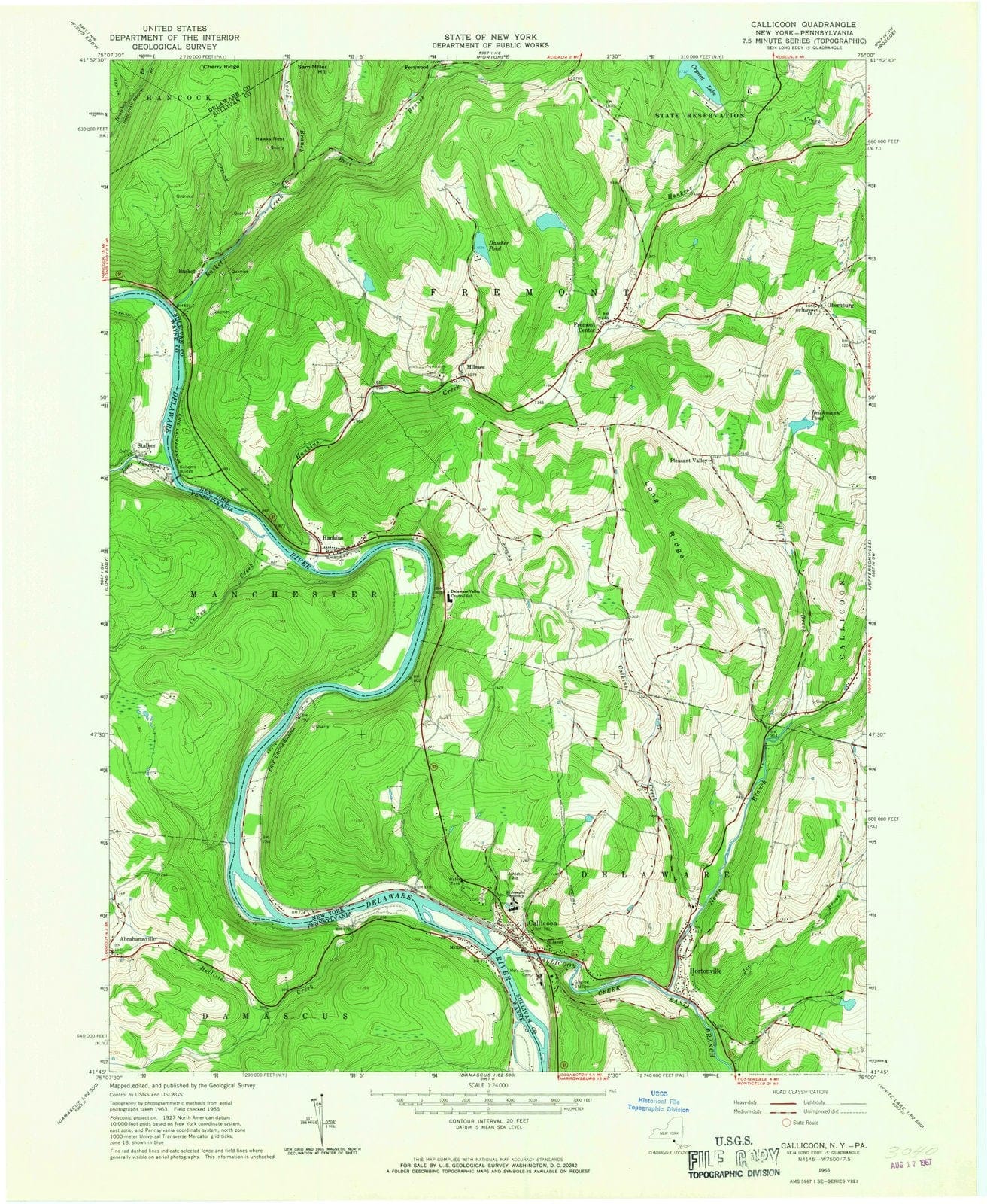1965 Callicoon, NY - New York - USGS Topographic Map