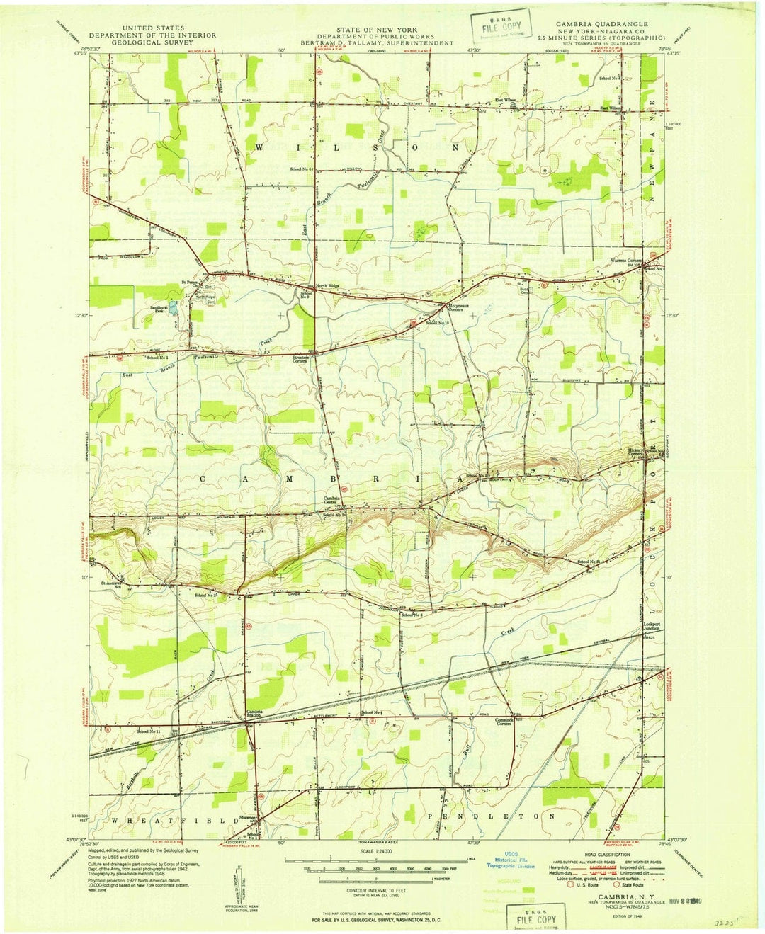 1949 Cambria, NY - New York - USGS Topographic Map