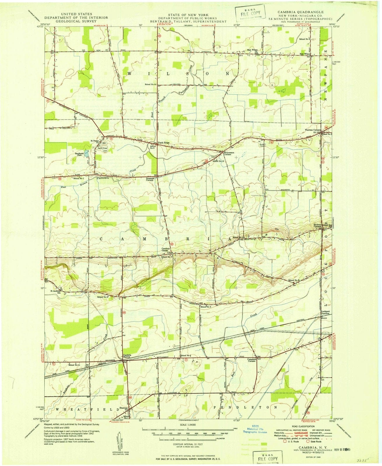 1949 Cambria, NY - New York - USGS Topographic Map