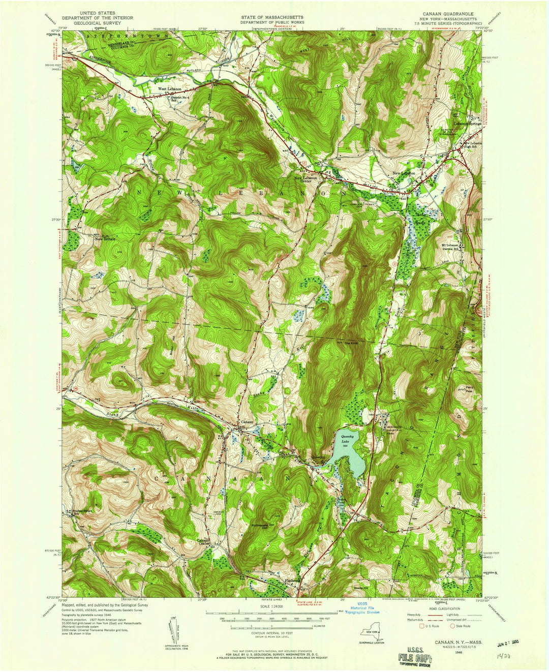 1946 Canaan, NY - New York - USGS Topographic Map