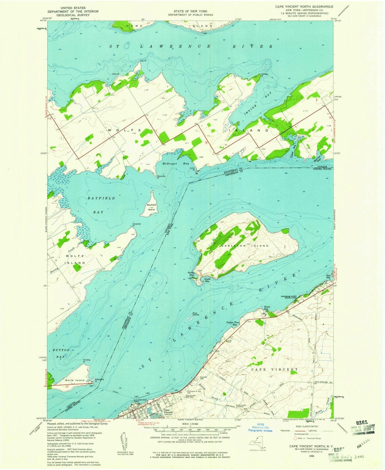 1958 Cape Vincent North, NY - New York - USGS Topographic Map