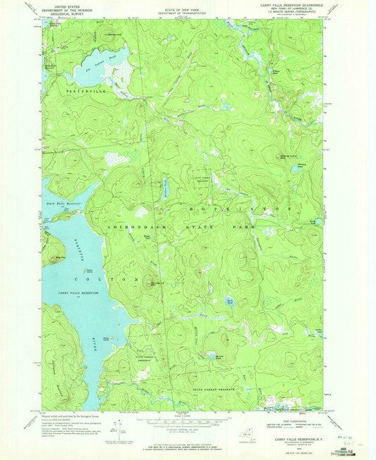 1970 Carry Falls Reservoir, NY - New York - USGS Topographic Map