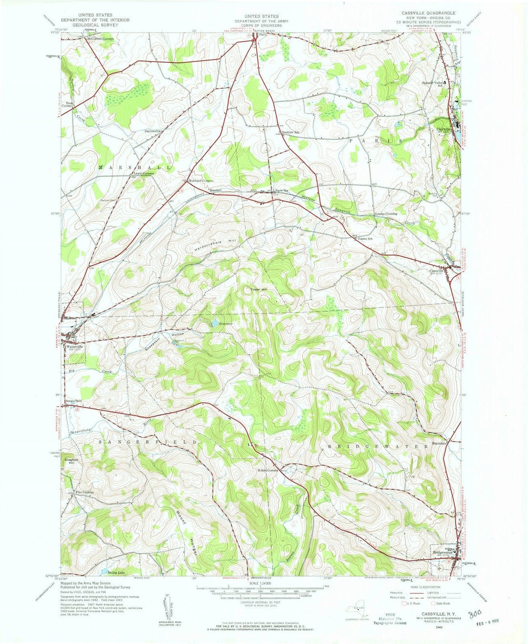 1943 Cassville, NY - New York - USGS Topographic Map