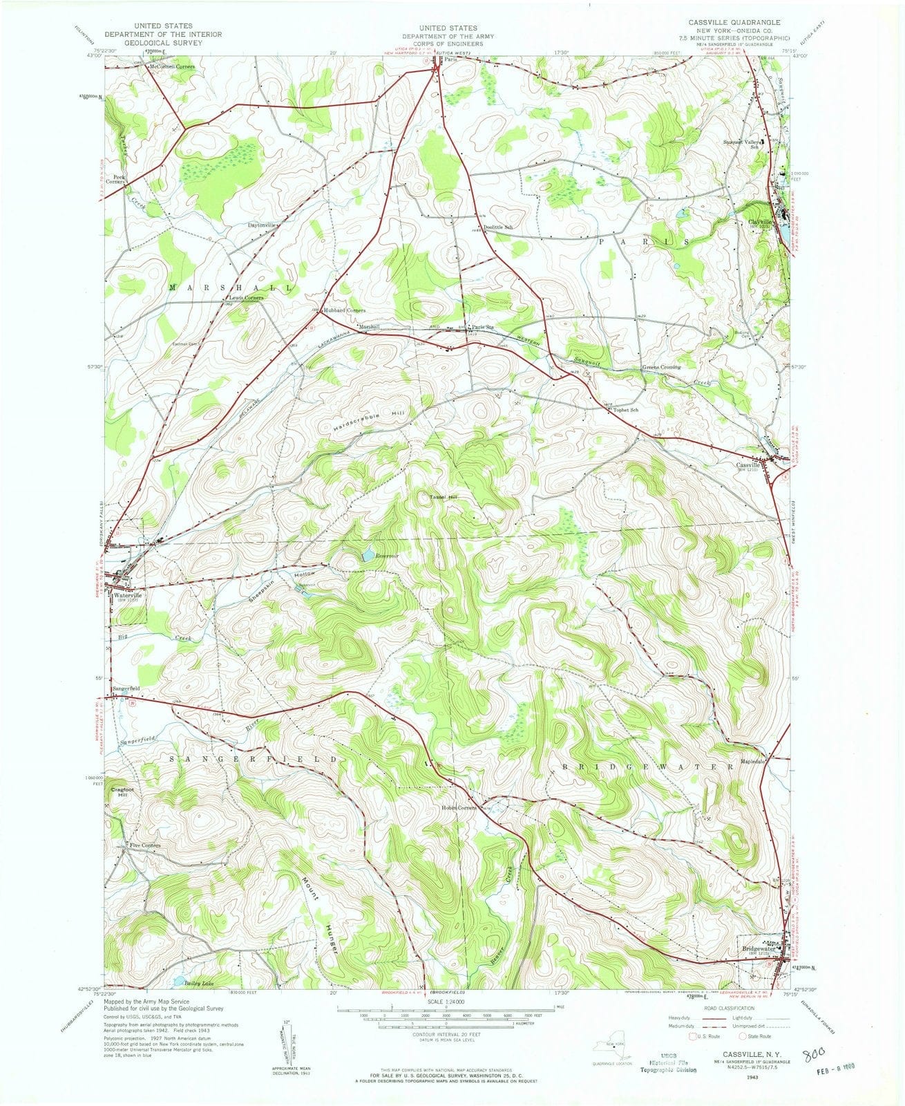 1943 Cassville, NY - New York - USGS Topographic Map