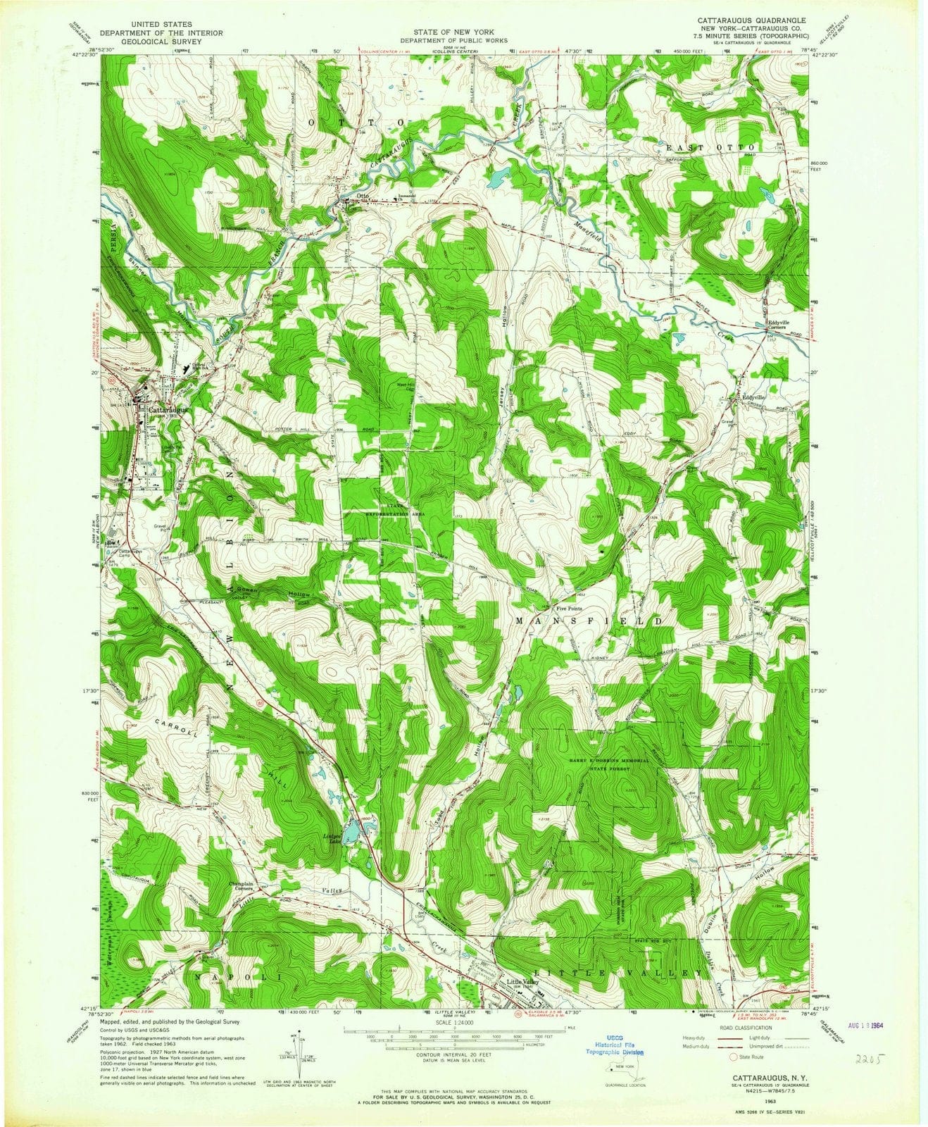 1963 Cattaraugus, NY - New York - USGS Topographic Map