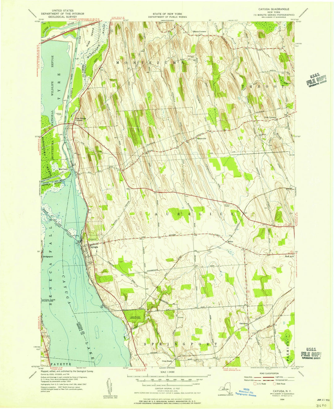 1954 Cayuga, NY - New York - USGS Topographic Map
