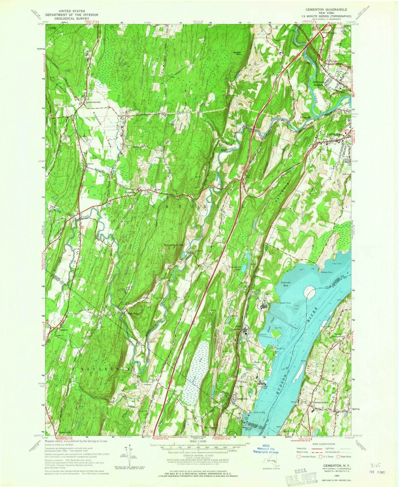 1963 Cementon, NY - New York - USGS Topographic Map