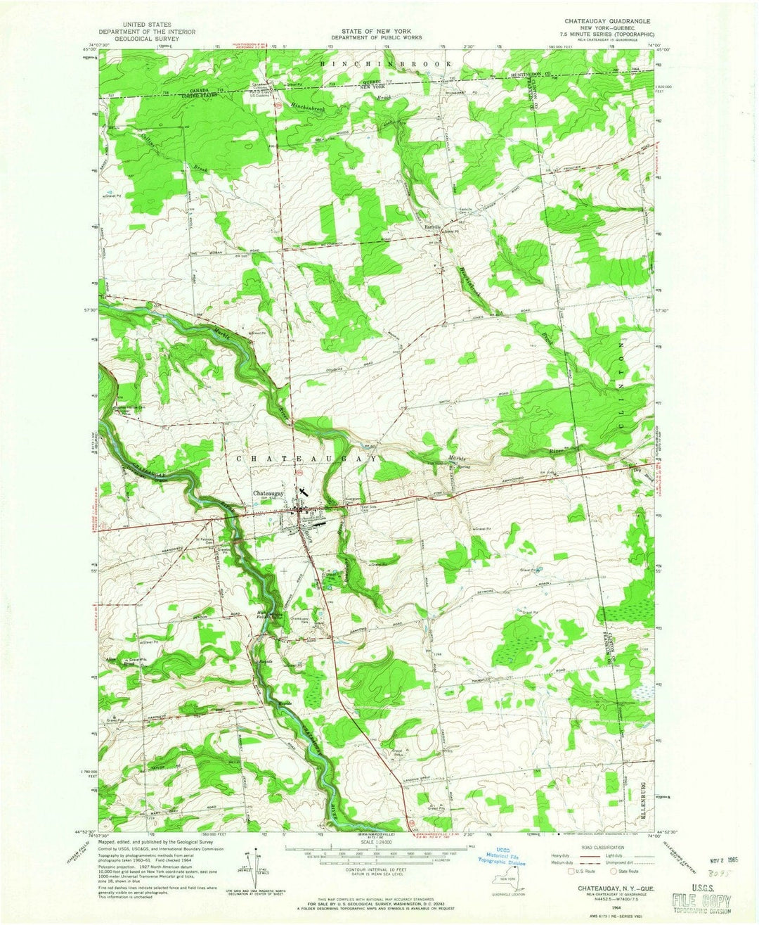 1964 Chateaugay, NY - New York - USGS Topographic Map