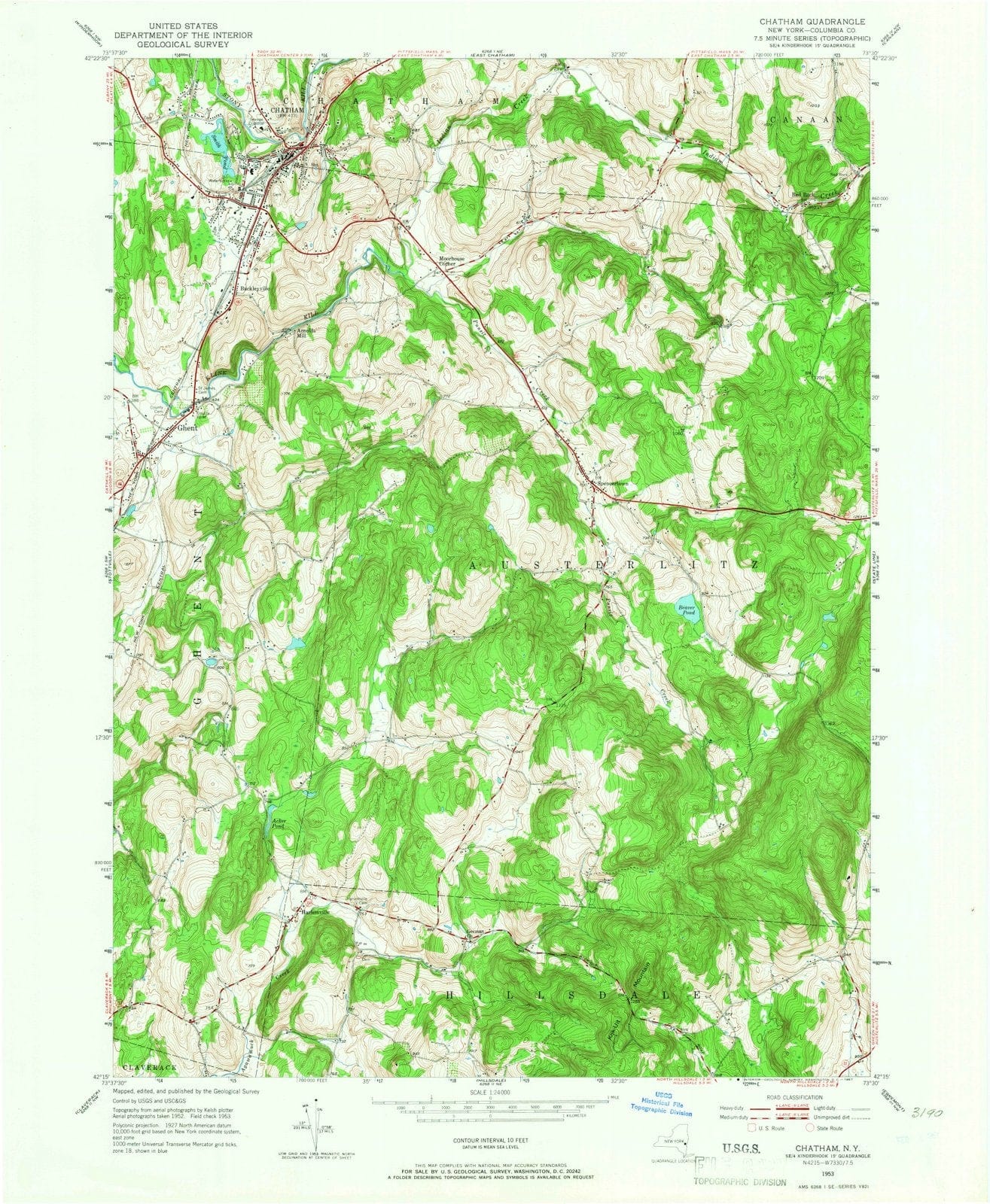 1953 Chatham, NY - New York - USGS Topographic Map