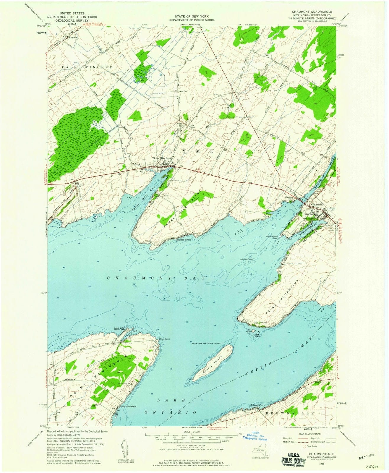 1958 Chaumont, NY - New York - USGS Topographic Map