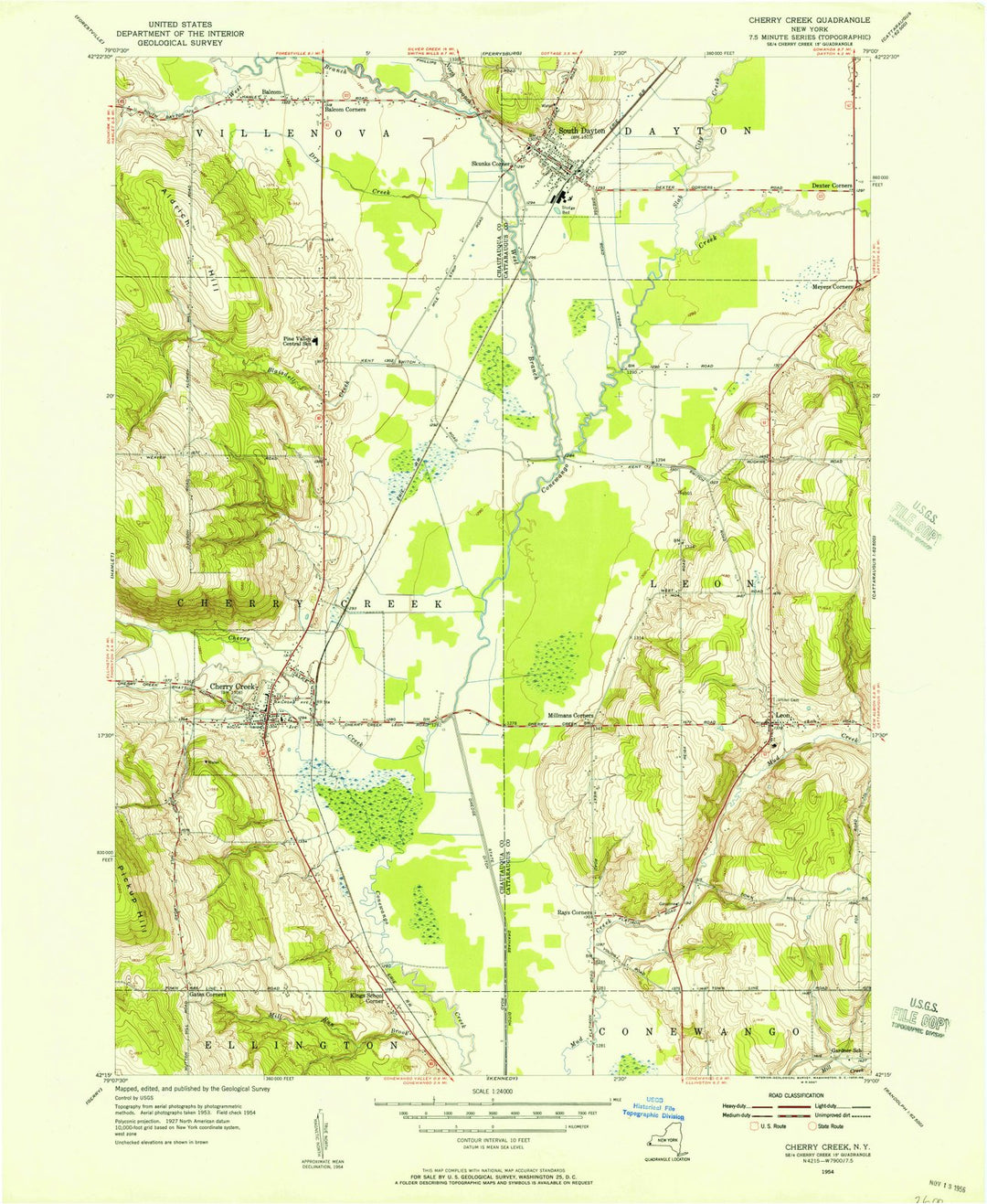 1954 Cherry Creek, NY - New York - USGS Topographic Map