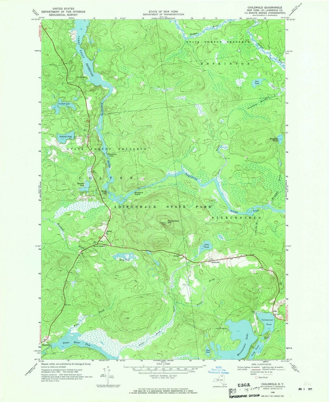 1968 Childwold, NY - New York - USGS Topographic Map