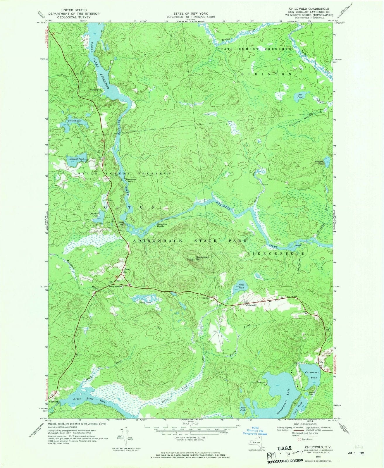 1968 Childwold, NY - New York - USGS Topographic Map