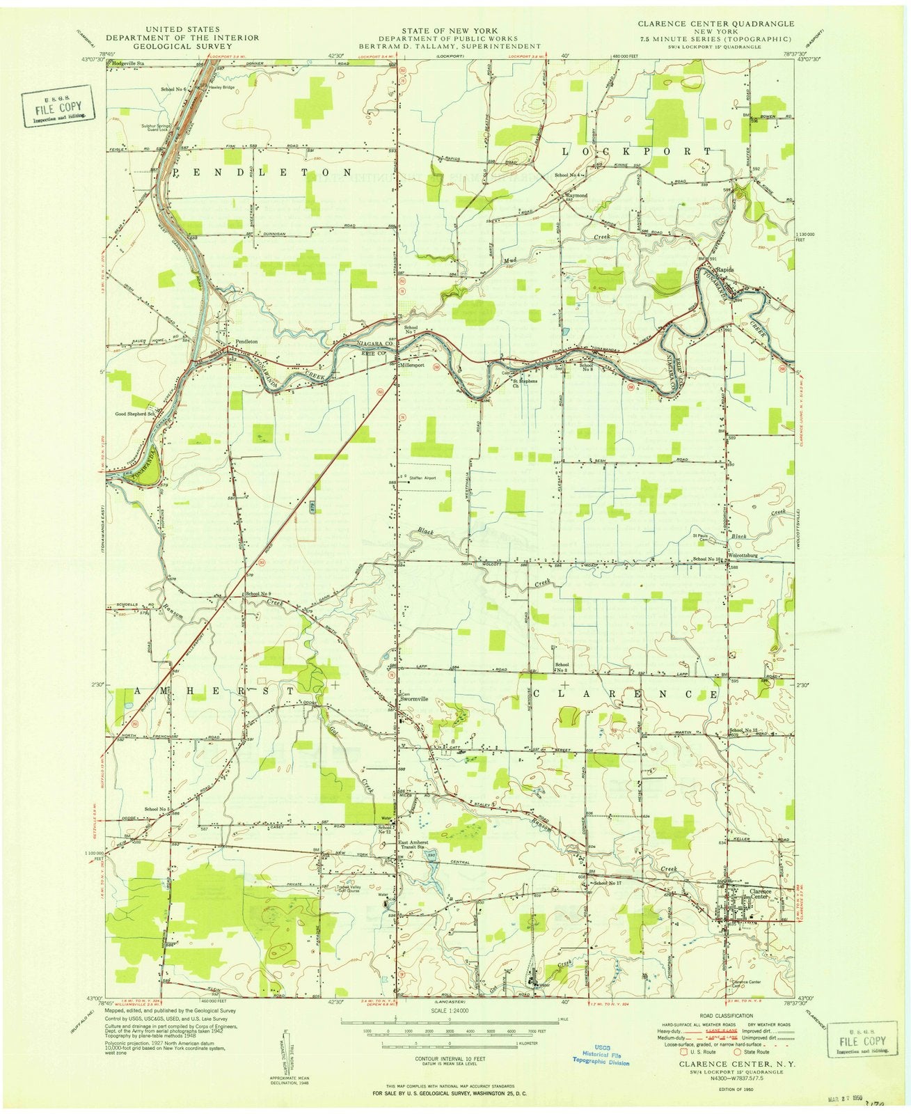 1950 Clarence Center, NY - New York - USGS Topographic Map