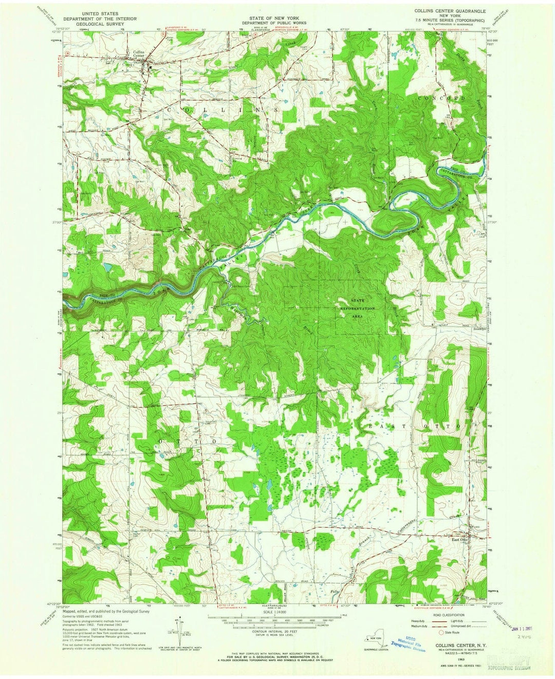 1963 Collins Center, NY - New York - USGS Topographic Map