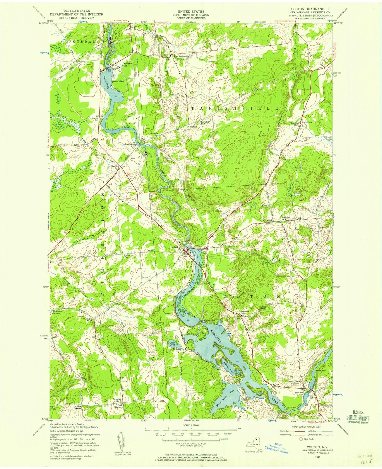 1943 Colton, NY - New York - USGS Topographic Map